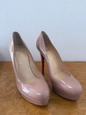 Christian Louboutin Bianca 140 Patent Nude Platform Pumps EU 41